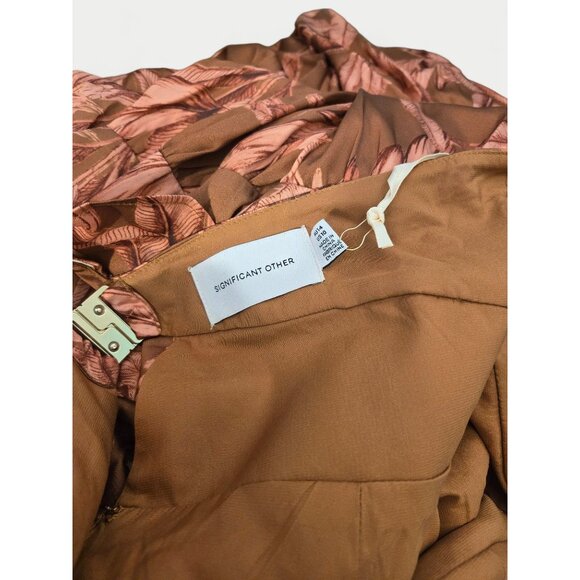 Significant Other Soller Pleated Cutout Botanical Print Ruffle V Neck Maxi Dress - Picture 10 of 13